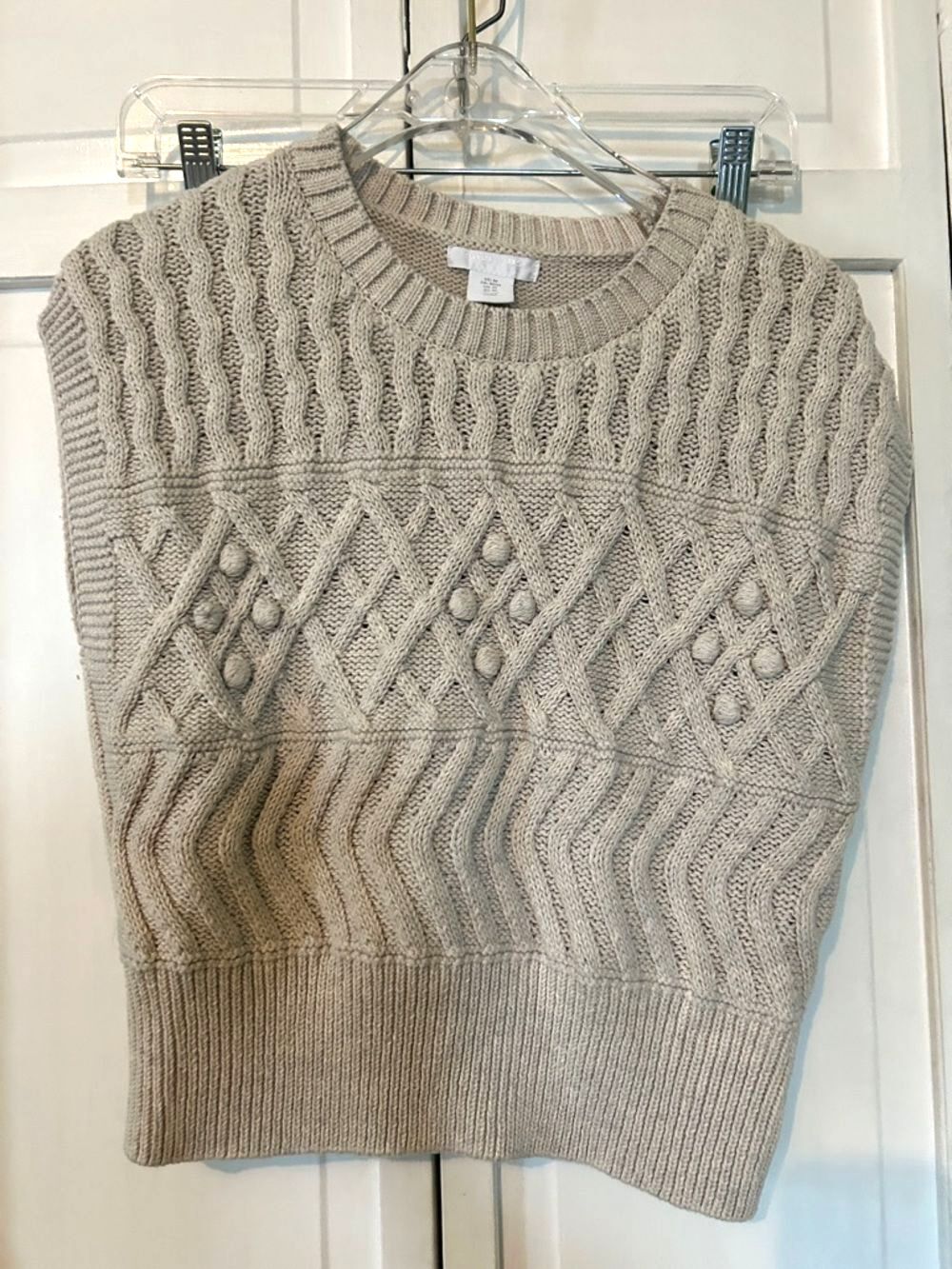 Pure Collection US Women’s M Preppy Sleeveless Crop Cable Knit Sweater Vest